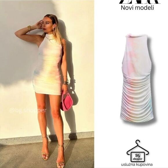 NWT ZARA SHORT TULLE DRESS WITH PRINT - Picture 1 of 11